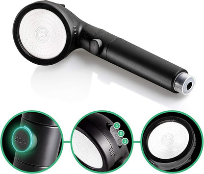 Original StoneStream® EcoPower Shower Head System — Spa Like Ionic Filter to Soften Water, Increase Pressure & Save Water — Showerhead + Hard Water Filtration + Wall Adapter Kit — Matte Black