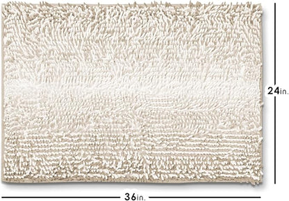 Hearth & Harbor Bathroom Rugs, Chenille Bath Mat - Machine Washable Bath Mats for Bathroom Non-Slip Backing Rubber, Quick Dry Bathroom Mat, 24 x 36 - Ombre Beige