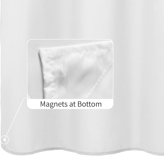ALYVIA SPRING 54x78 Stall Waterproof Fabric Shower Curtain or Liner White | 2 Magnets, Soft Cloth & Hotel Quality, Machine Washable, Light-Weight, Long Stall Size