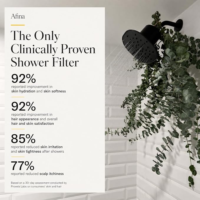 Afina Filtered Shower Head, High Pressure Rainfall (Brushed Nickel) | KDF-55 Shower Filter & Water Filter Showerhead for Hard Water, Reduces Chlorine for Softer Skin & Hair