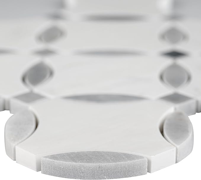 MSI Bianco Dolomite 11 in. x 11 in. Lola Polished Marble Tile for Kitchen Backsplash, Floor Tile, Wall Tile for Bathroom, Shower Wall Tile, Mesh Mounted Mosaic Tile