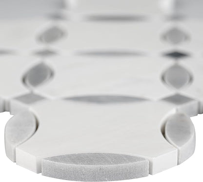 MSI Bianco Dolomite 11 in. x 11 in. Lola Polished Marble Tile for Kitchen Backsplash, Floor Tile, Wall Tile for Bathroom, Shower Wall Tile, Mesh Mounted Mosaic Tile