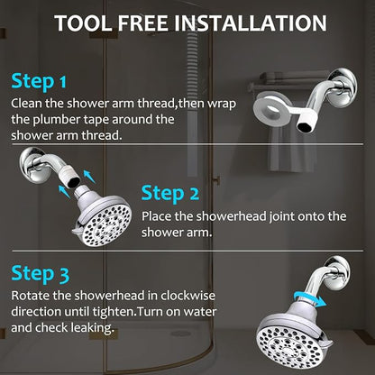 High Presssure Shower head, Premium Chrome Bathroom Fixed Showerhead, 5 Spray Settings Showerheads for Low Water Flow- Excellent Shower Head Replacement for Luxury Shower Experience