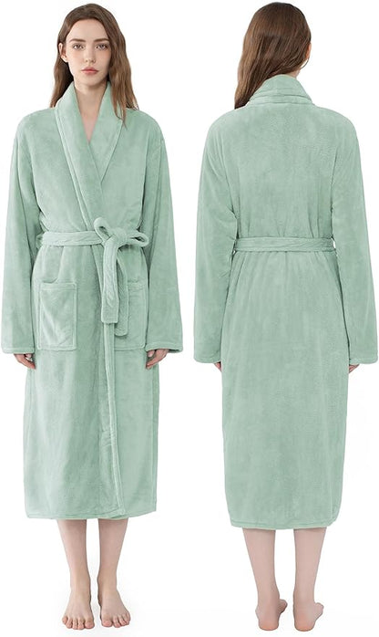 Soft Robe For Women，Warm Plush Bath Robes Female，Spa Towel After Shower Lightweight Long Bathrobe