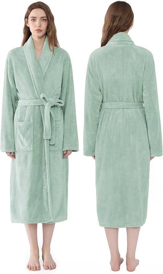 Soft Robe For Women，Warm Plush Bath Robes Female，Spa Towel After Shower Lightweight Long Bathrobe
