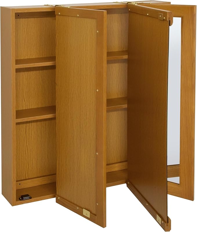 Design House 30 Inch Claremont Bathroom Medicine Cabinet, Wall Mounted, Mirror, Oak, 545301-HOK