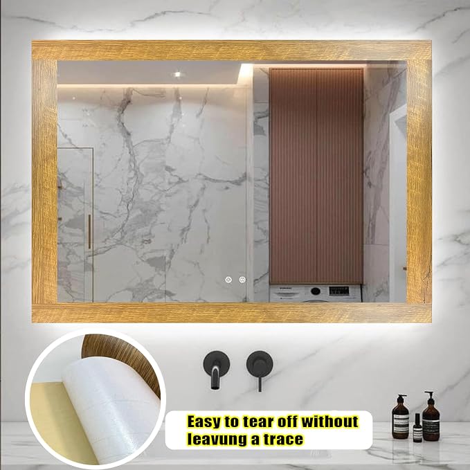 Teemall 10M Black Wood Grain Removable PVC Waterproof Border Wall Decor Removable Self Adhesive Kitchen Bathroom Tiles Sticker Wallpaper 4.2x390 (Yellow, 2" x 390")