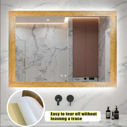 Teemall 10M Black Wood Grain Removable PVC Waterproof Border Wall Decor Removable Self Adhesive Kitchen Bathroom Tiles Sticker Wallpaper 4.2x390 (Yellow, 2" x 390")