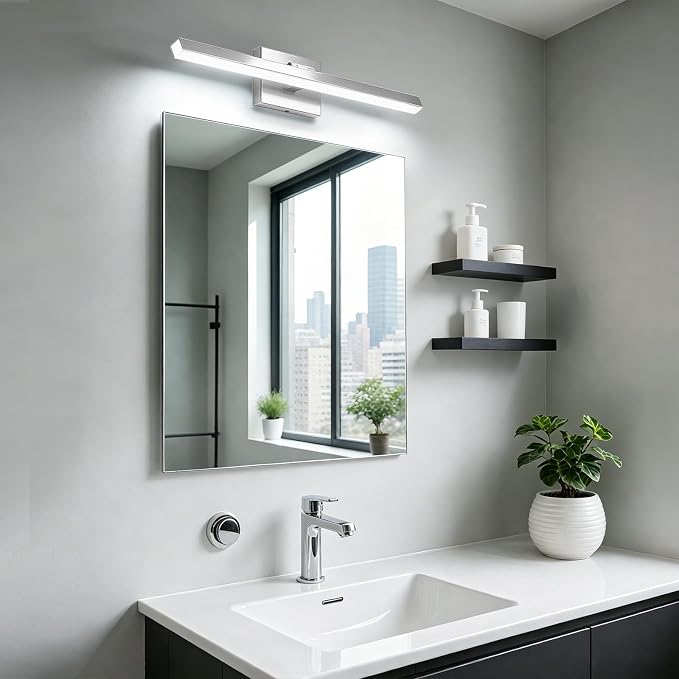 IZORRO Modern Bathroom Vanity Light 24 inch, Rotatable, 16W Dimmable Led Bathroom Light Fixture Over Mirror, Chrome Vanity Light Bar (Cool White 6000K)