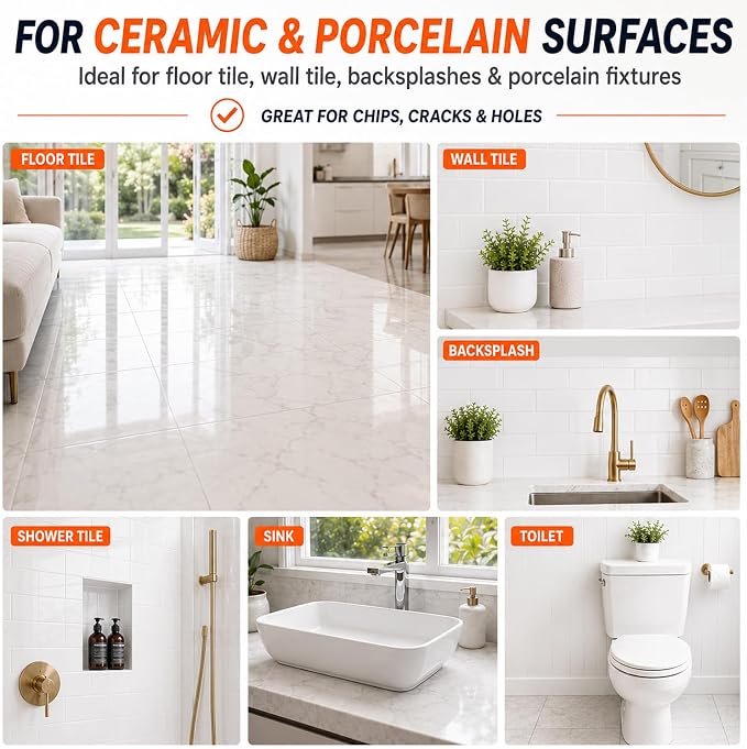 Tile Repair Kit (Color Match), Ceramic & Porcelain Epoxy Putty for Floor | For Chips, Cracks, Holes, Scratches on Porcelain & Ceramic Wall/Floor Tile, Super Bond Ceramic Tile Paste Filler