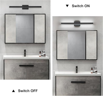 LED Modern Bathroom Vanity Light Fixtures (32-Inch, Cool White 6000K), Modern Acrylic Bathroom Wall Lighting Fixtures for Bathroom Over Mirror, Matte Black