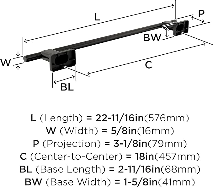 Amerock Bronx Black Bronze 18 inch (457mm) Towel Bar, BH26614BBR
