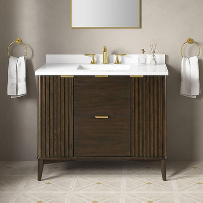 OVE Decors Indy 42 in. Undermount Single Sink Bathroom Vanity with White Engineered Marble Top, Dark Walnut