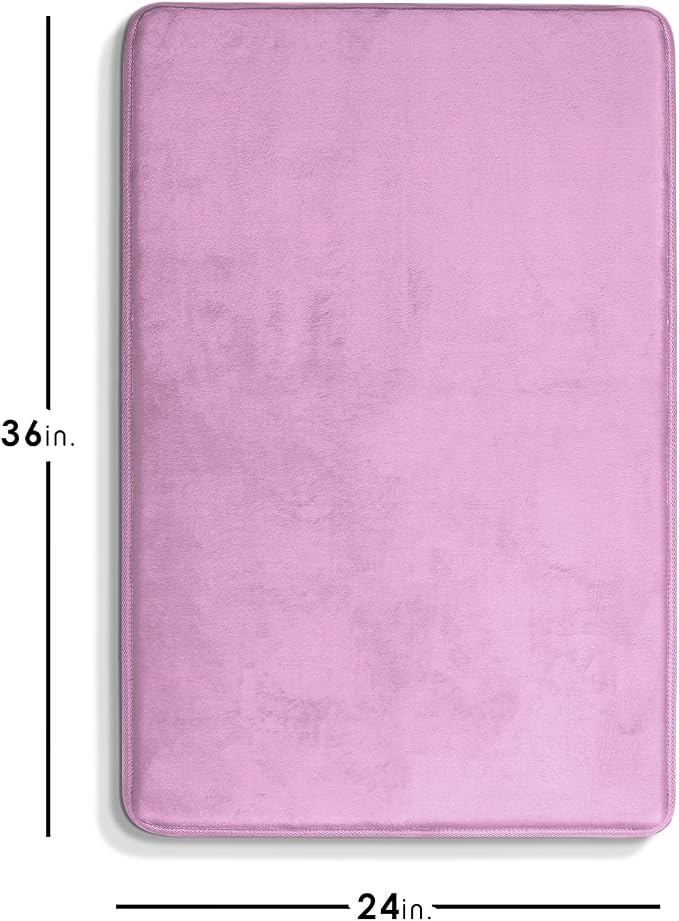 Clara Clark Bathroom Rugs, Velvet Memory Foam Bath Mat, Non-Slip Bath Rugs, Machine Wash, Dries Quickly, Ultra Soft Plush Bath Mats for Bathroom, 24 x 36, Lavender Dream