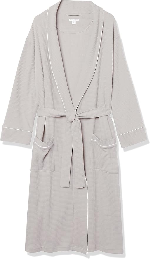 Amazon Essentials Men's Lightweight Cotton Waffle Bath Robe, Mid-Length Loungewear (Available in Big & Tall)
