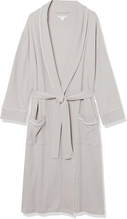 Amazon Essentials Men's Lightweight Cotton Waffle Bath Robe, Mid-Length Loungewear (Available in Big & Tall)