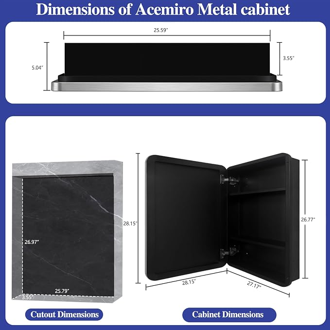 28" x 28" Bathroom Medicine Cabinet with Mirror Door, Brushed Nickel Stainless Steel Frame, Recessed or Surface Mounted,Storage Cabinet with Adjustable Metal Shelves,Upgraded Version
