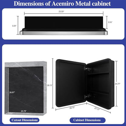 28" x 28" Bathroom Medicine Cabinet with Mirror Door, Brushed Nickel Stainless Steel Frame, Recessed or Surface Mounted,Storage Cabinet with Adjustable Metal Shelves,Upgraded Version