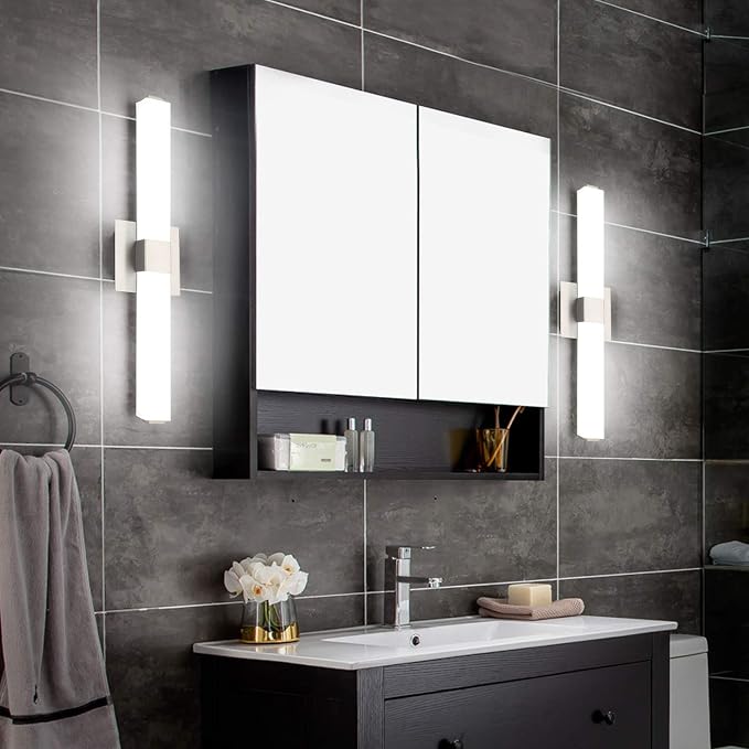 LED Vanity Light 24.2" Frosted White Acrylic Brushed Nickel for Bathroom Vanity Lighting Fixtures Cool White 6000K