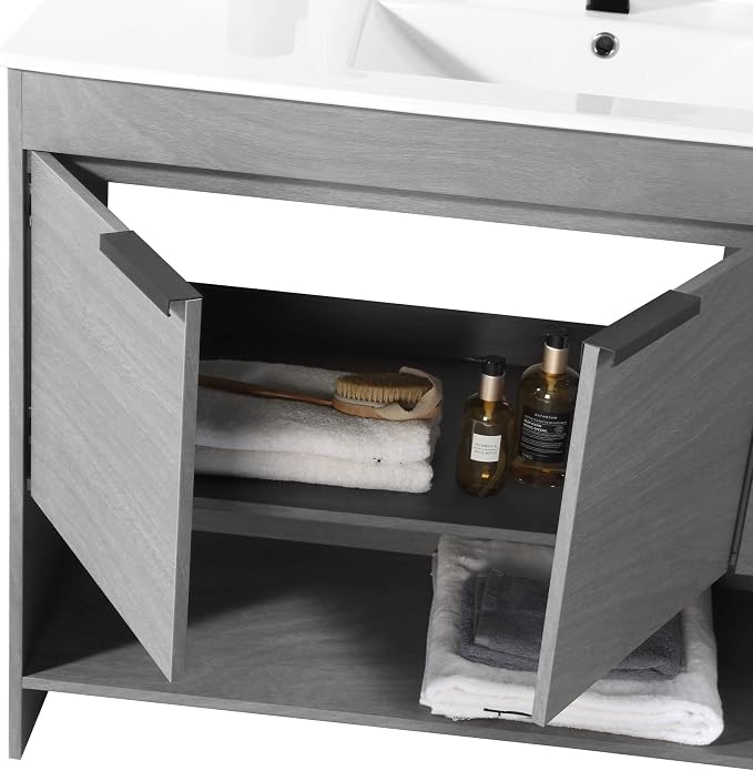 Phoenix 48 Inch Bathroom Vanity with Sink – Modern Design, Soft-Close Doors, Storage Drawers, Durable Build – Perfect Vanity for Small Bathrooms (Full Assembly Required)
