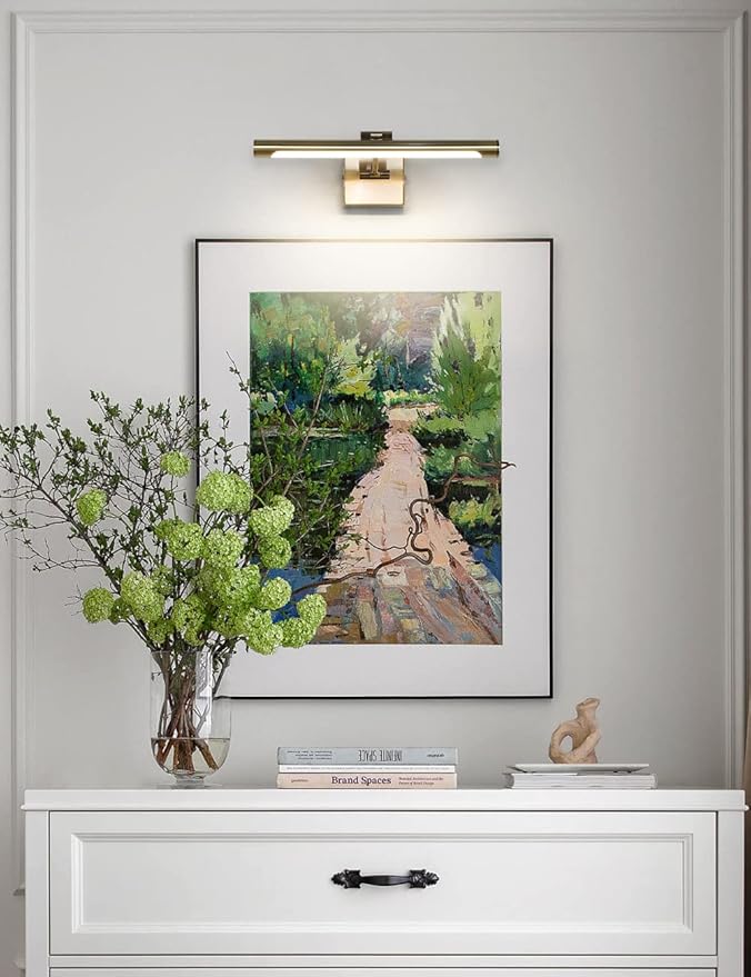 Joosenhouse Picture Light for Painting Dimmable Art Display Light with Adjustable Swing Arm for Picture Frame Light Artworking Portrait -Antique Bronze 7W Hardwired Connection Warm White