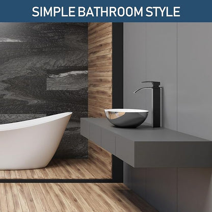 Vessel Sink Faucet Black Bathroom Faucets Tall Waterfall Bathroom Bowl Sink Faucet Rv Lavatory Faucet with Supply Hose