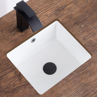 14 Inch Undermount Bathroom Sink White Rectangular,Overflow Type | Small Ceramic Under Counter Bathroom Sink for Cabinet Porcelain Vanity Sinks (14"x12.5")