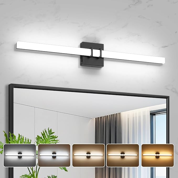 Modern Black Vanity Light Bar 32 Inch, 24W 5CCT Dimmable Bathroom Light Fixtures LED Wall Lighting Fixture