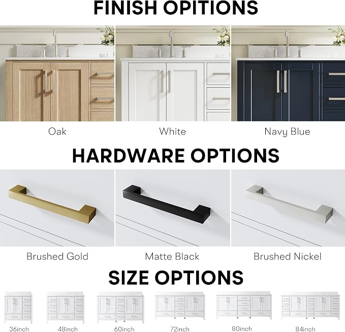 60-Inch Bathroom Vanity with Sink, 4 Soft-Close Doors and 6 Soft-Close Drawers, Bathroom Freestanding Vanity with Cultured Marble Countertop, White Vanity with Brushed Nickel Handles