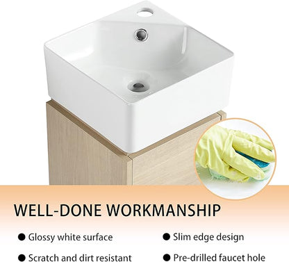 12" Bathroom Vanity with Sink, 12 Inch Floating Bathroom Vanity for Small Space, Modern Bathroom Vanity, Brown Wall Mounted Cabinet Set