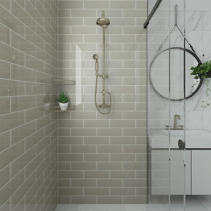 Warm Grey Glass Subway Tile, Glass for Bathroom Kitchen Shower Backsplash Wall, 4 x 12 Inches, 4 Sq.Ft.