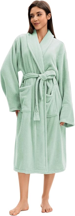 Soft Robe For Women，Warm Plush Bath Robes Female，Spa Towel After Shower Lightweight Long Bathrobe