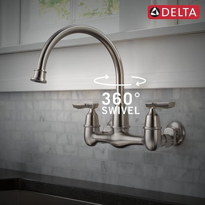 Delta Corin Wall Mount Kitchen Faucet, Brushed Nickel Stainless Steel, Single Handle, Model 22722LF-SS
