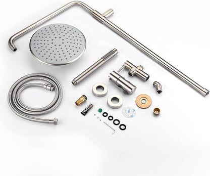 SUMERAIN Brushed Nickel Retrofit Shower System | 9 Inch Rain Shower Head, Brass, Easy DIY Installation for Remodel, Adjustable Slide Bar