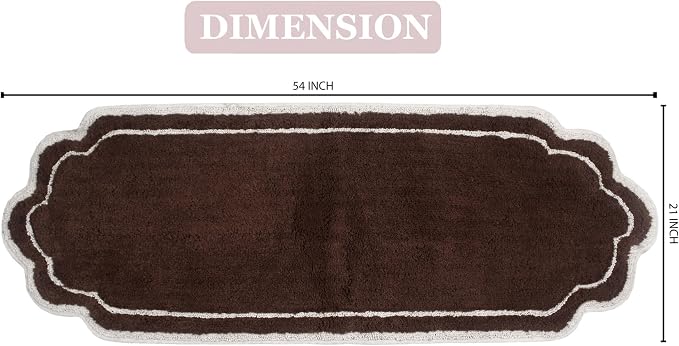 Home Weavers Allure Collection 100% Cotton Tufted Bathroom Rug, Soft and Absorbent Bath Rugs, Non-Slip Bath Carpet, Machine Wash Dry Bath Mats for Bathroom Floor, 21"x54" Runner, Brown