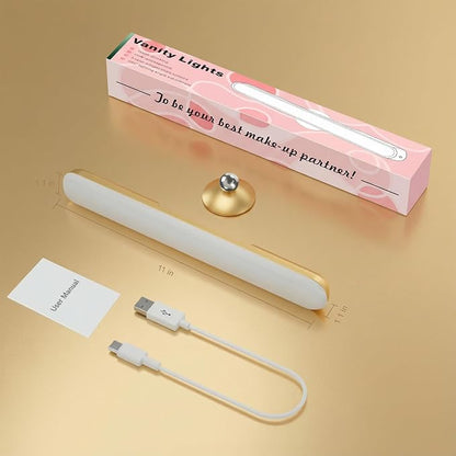 Benreom Wireless Vanity Light for Mirror, Rechargeable LED Bar, Gold | Adjustable Color, Brightness and Angle with Magnetic Stick-On Design for Makeup Mirrors and Renter-Friendly Decor