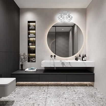 Bathroom Vanity Light with 2 Bulbs Bathroom Light Fixtures Over Mirror with 2 Rotatable Cube Shades Modern Wall Mounted Silver Brushed Nickle