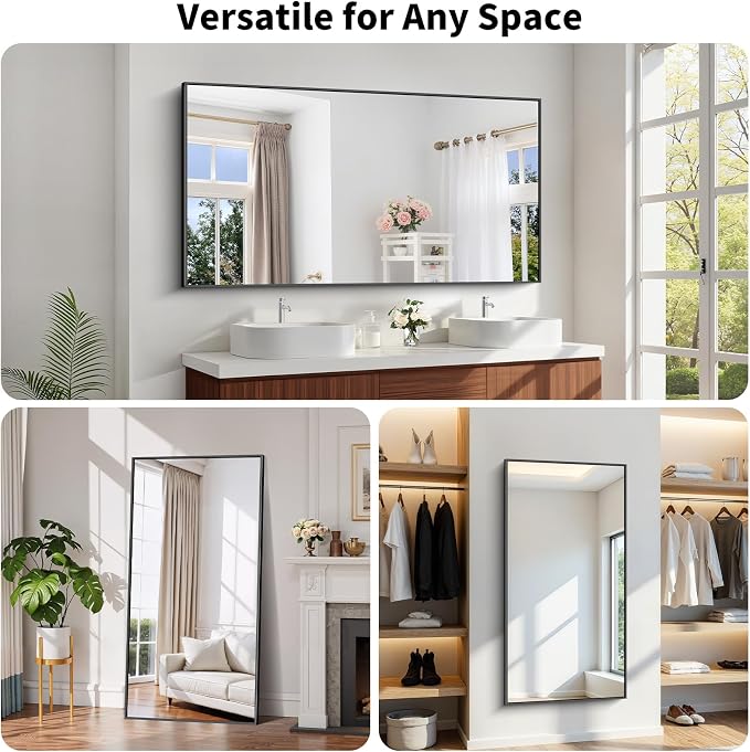 Koonmi Black Bathroom Mirror for Over Sink,Metal Framed 30"x60" Wall Mirror