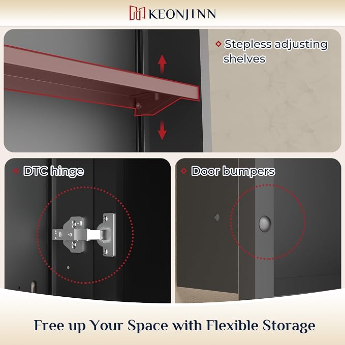 Keonjinn Bathroom Medicine Cabinets with Mirror, 24" x 30" Brushed Nickel Medicine Cabinet, Recessed or Wall-Mounted, Aluminum Alloy Framed, Farmhouse Bathroom Mirror with Storage Cabinet