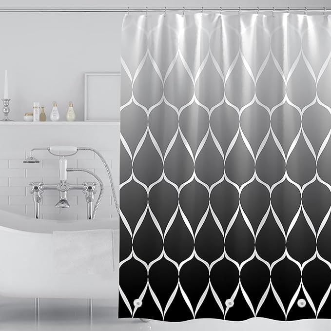 Black Shower Curtain Liner, 4G PEVA Shower Liner, Plastic Peva Waterproof Shower Curtains, 72x72 inch with Grommet Holes 3 Magnetic Weights