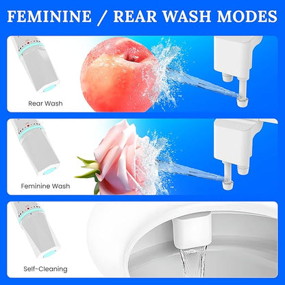 Ultra-Slim Dual-Nozzle Bidet Attachment - Adjustable Cold Water Pressure, Stainless Steel, Hygiene Upgrade,Non-Electric Bidet，Fluorescent White (Fluorescent White)