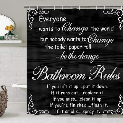 AZHM Black Spellbook Shower Curtain Set Home Bathroom Set with Shower Curtain and Rugs and Accessories Bathroom Decor