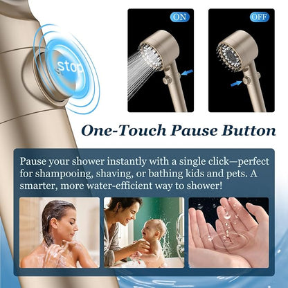 FEELSO Filtered Shower Head with Handheld, High Pressure Shower Filter Head | ON/OFF Switch, Anti-clog Nozzles, 4 Spray Showerhead with Filters for Hard Water, Remove Chlorine, Reduce Dry Itchy Skin