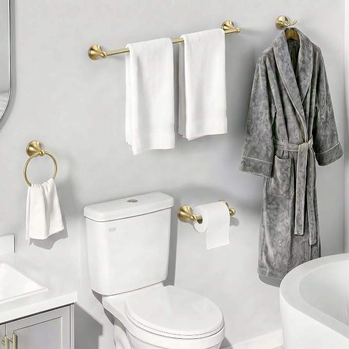 24-Inch Wall Mounted Towel Racks for Bathroom, 4-Piece Towel Bar Set | Rust-Resistant SUS 304 Stainless Steel, 4-Piece Towel Bar Set, Space-Saving Design, Easy Mount for Bath Towel Storage Home