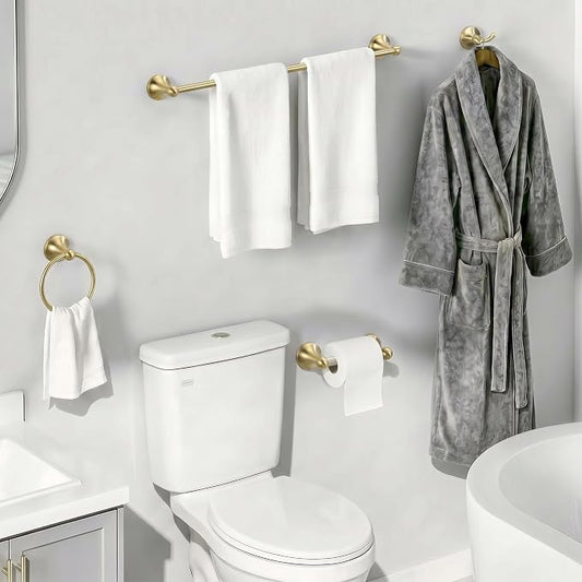 24-Inch Wall Mounted Towel Racks for Bathroom, 4-Piece Towel Bar Set | Rust-Resistant SUS 304 Stainless Steel, 4-Piece Towel Bar Set, Space-Saving Design, Easy Mount for Bath Towel Storage Home