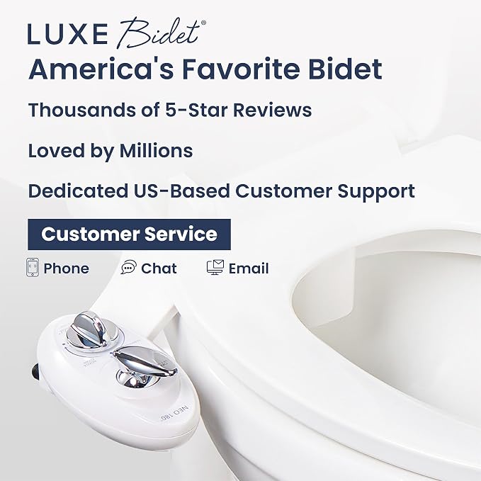 LUXE Bidet NEO 180 - Non-Electric Bidet Attachment for Toilet Seat, White | Dual Nozzle, Self-Cleaning, Adjustable Water Pressure, Rear & Feminine Wash, with Lever Control