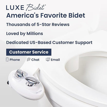 LUXE Bidet NEO 180 - Non-Electric Bidet Attachment for Toilet Seat, White | Dual Nozzle, Self-Cleaning, Adjustable Water Pressure, Rear & Feminine Wash, with Lever Control