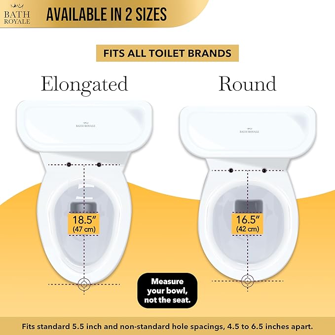Bath Royale Elongated Toilet Seat BR501-01 Quiet Close, Stain-Resistant and Easy to Keep Clean, Heavy Duty, Fits All Toilet Brands, Executive Series -Biscuit/Linen