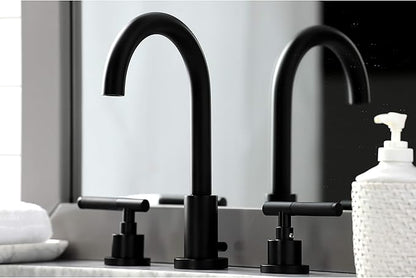 Fauceture FSC8920CKL Kaiser Widespread Bathroom Faucet with Pop-Up Drain, Matte Black