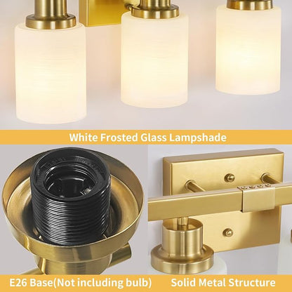 Gold Bathroom Light Fixtures, 5-Light Modern Brushed Gold Vanity Lighting Fixtures for Bathroom Over Mirror, 30" Gold Sconces Wall Lighting for Bedroom Hallway Living Room